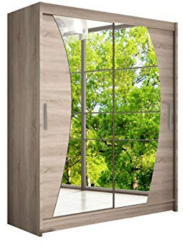 Mirjan24 Modernes Schwebetürenschrank Westa X Kleiderschrank mit Spiegel, Schlafzimmerschrank, Schiebetürenschrank, Garderobe, Schlafzimmer (Trüffel)