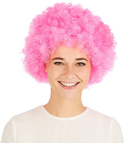 dressforfun Afro Perücke | Clown Hippie Popstar 80er 70er Jahre Karneval Fasching Clownperücke (Rosa | Nr. 300717)