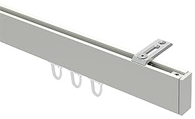 INTERDECO Innenlauf-Gardinenstange eckig 14 x 35 mm, kantige Innenlaufstange aus Metall, Weiß, zur Deckenmontage, Typ 10212816, 140 cm