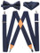 HISDERN Hosenträger für Herren X Form mit sehr Starken 4 Metall Clip Elastisch und Längenverstellbar Hosenträger und Fliege mit Einsteckuch Set
