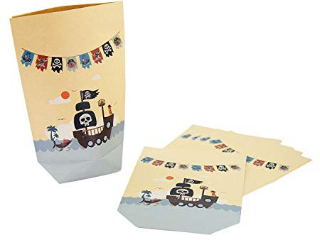 Oblique Unique® Piraten Geschenktüten 6 STK. Pirat Papiertüten für Kinder Geburtstag Party Feier Piratenparty Mitgebsel