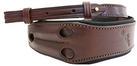 Waffengurt Gewehrgurt Gewehrriemen Rindsleder braun – verstellbar 97-110 cm, 5,5 cm breit, mit Daumengriff, 3 Patronenlager, Sattlerhandarbeit für Langwaffen Jagd