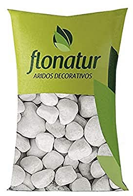 flonatur. Piedra mármol Canto rodado Blanco Saco de 25Kg, Piedra Decorativa para Jardin o Espacios Exteriores. (20/25)