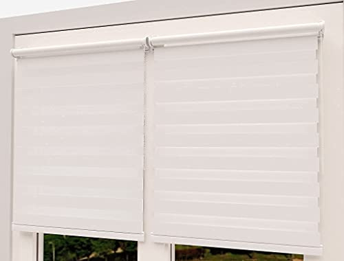 TROYAHOME® Doppelrollo Klemmfix Ohne Bohren Duo Rollo Fenster Rollo Easyfix (Weiß, 40 x 200 cm (Stoffbreite 37 cm)