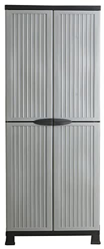 Gecheer Kunststoffschrank Gartenschrank Balkonschrank Beistellschrank Haushaltsschrank Putzmittelschrank Werkstattschrank Schrank 68x39x171,5 cm