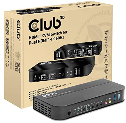 Club3D CSV-1382 HDMI™ KVM Switch für Dual HDMI™ 4K60Hz
