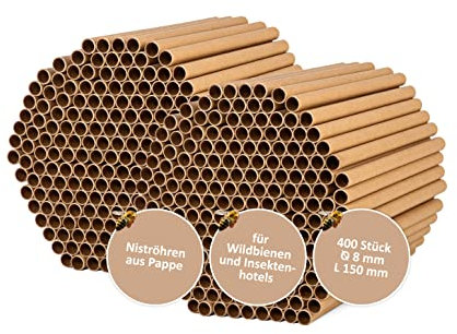 CULT at home 400 (2x200) Insektenhotel Füllmaterial Ø 8mm - Nisthülsen für Bienen, Wildbienen Papphülsen Nisthilfen