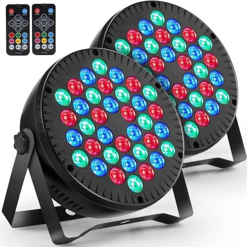 MOSFiATA 2 Pcs Par Lights, RGB 36 LED Stage Light Sound Activated DMX Control, 7 Modes Disco Lights with Remote Control Stage Lighting, DJ Par Party Light for Club KTV Disco Party