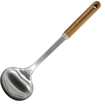 Fackelmann FSC Acacia Stainless Steel Ladle, Soup Ladle, 31x9x5cm, Brown & Silver