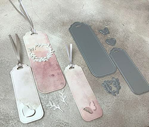 2 Stück/Set Etikettenrahmen Metall Stanzformen, Schmetterling Blatt Tag Lesezeichen Schablonen DIY Handwerk Karten Stanzformen Schnitte für DIY Prägung Kartenherstellung Foto Dekorative Papier