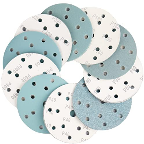 Lijadora excéntrica 100 unidades de papel de lija de 150 mm con velcro 80 grano para lijadora excéntrica (6 pulgadas)