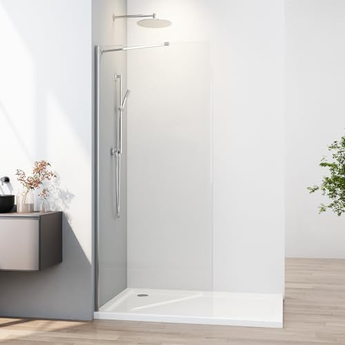 Duschwand Glas 75 x 195 cm Walk In Dusche mit Festteil Duschtrennwand Glas Badewanne Duschwand 5 mm ESG Sicherheitsglas