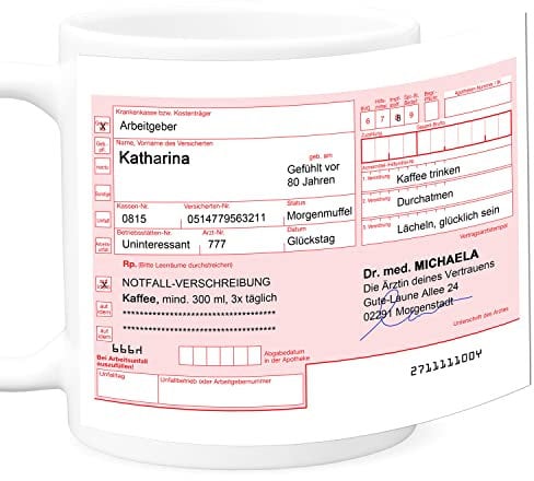 Rezept Kaffeebecher Tasse für Arbeit Büro personalisiert für Kollegin beste Freundin Tasse Arzt Arbeitskollegin Geschenk Kaffeetasse aus Keramik 330 ml