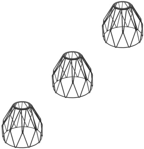 Uonlytech 3-Teiliger Lampenschirm Schwarze Leuchten Schwarze Zierleiste Schwarzer Dekordraht Lampenkäfig Schwarzer Drahtkorb Lichtkäfigschutz Stabiler Lampenschirm