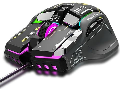 Souris mécanique G6 RGB à 12 touches Mosue de jeu filaire Design ergonomique ro à 10 touches Réglage programmable DPI réglable à 6 vitesses 13 modes d'éclairage RVB
