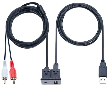 Cable de Montaje Empotrado USB RCA 1M USB 2.0 Macho a Hembra y 2 RCA Macho a 3,5mm Hembra Extensión Tablero de Panel AUX Audio Estéreo para Coche, Barco, Camión, Yate, Moto, Vehículo (1 Metro)