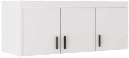 BROMARKT Kuba Kleiderschrank Klein - Oberschrank Für Kleiderschrank - Garderobe Zubehör - Aufsatzschrank Für Kleiderschrank Kuba - Stauraum - 133x55 cm - Weiß