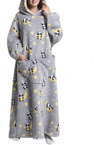 Surwin Übergroße Hoodie Decke für Herren Damen Kinder Karikatur Oversized Extra Lang Tragbare Decke Warme Weiche Sherpa Sweatshirt Hoodie Decke mit Ärmeln und Tasche Kapuzenpullover