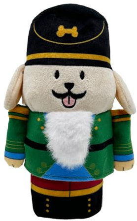 Woof² Nutcracker Treat-Dispensing Soft Plush Squeaky Pet Toy - Christmas/X’Mas Festive Enrichment Gift, Durable Cute & Fun Toy for Interactive Play, Hide Food for Nose-Work Puzzle, Small Medium Dogs