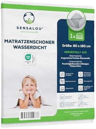 Sensalou Coprimaterasso impermeabile 80x160 cm letto per bambini– Antiallergico, Antiacaro e traspirante – Protezione da acari, sudore e urina