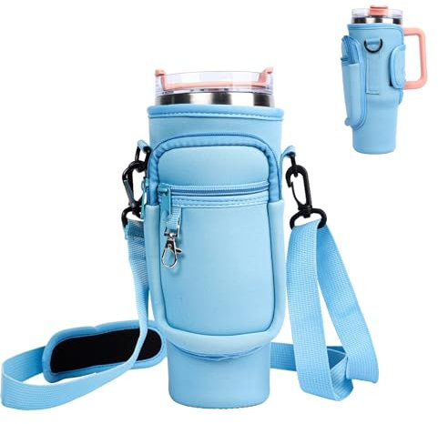 Mayoii Water Bottle Carrier Bag Fit Stanley Tumbler 40oz, Bottle Holder with Adjustable Shoulder Strap for Walking Hiking Camping