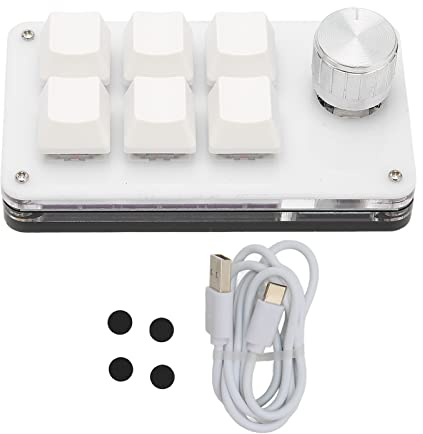 Haofy Tastiera Meccanica con una Sola Mano, Tastiera Programmabile a 6 Tasti per Gaming Office (WHITE)