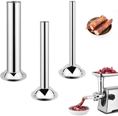 Orssmigs 3 Stück Fleischwolf Wurstfüller Edelstahl Ø12mm/19mm/32mm, Wurstfüll-Set Sausage Stuffer Fleischwolf Zubehör, Wurstfüllrohre für #5 Fleischwolf Wurstfüllmaschine