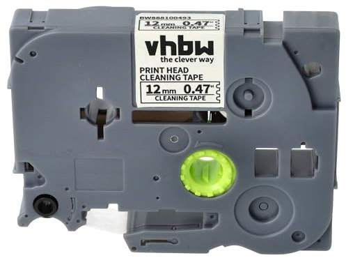 vhbw Druckkopf Reinigungskassette kompatibel mit Brother PT D600, D600VP, D450, D450VP, D800W Beschriftungsgerät - 2,5mx 12mm