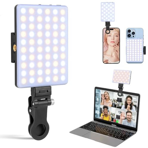 XINBAOHONG Rechargeable Clip Fill Video Conference Light, Selfie Light for Phone Android Camera iPad Laptop LED Phone for Makeup TikTok Selfie Vlog