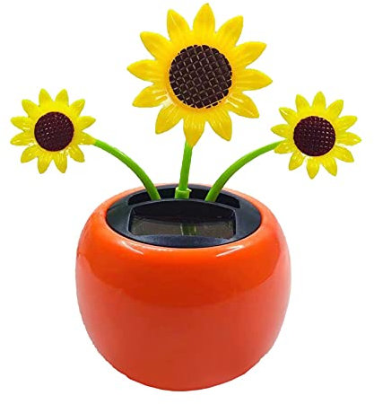 Anulely Figurines solaires dansantes, fleurs dansantes, fleurs solaires vacillantes, décoration de tableau de bord, pot de fleurs solaire pour voiture, bureau