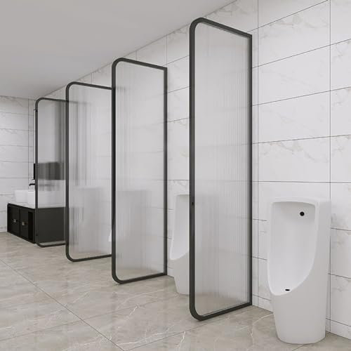 KK-GGL 1Pc Urinalpartition, Erhöhte Urinalschutzbildschirm Für Herren, Temperierte Glas Öffentliche Duschpartition, Eleganter Schlafzimmer Gestreiftes Glasschildschirm,Black 45 * 180cm