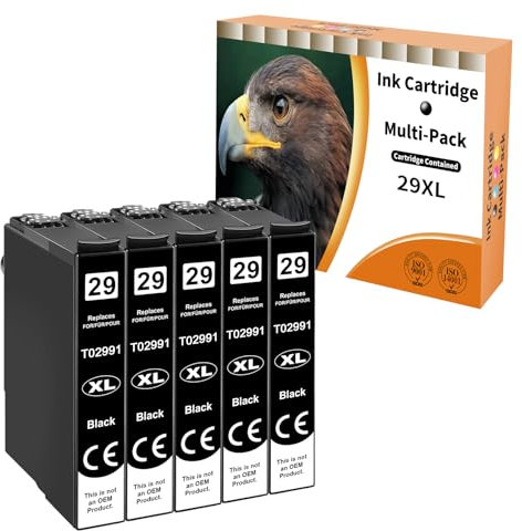 Starlet24 5X 29XL Cartouche d'encre Noire Compatibles avec l'encre Epson T2991 29 XL Noire pour Expression Home XP-342 XP-332 XP-345 XP-442 XP-445 XP-432 XP-245 XP-235 XP-335 XP-435 XP-247