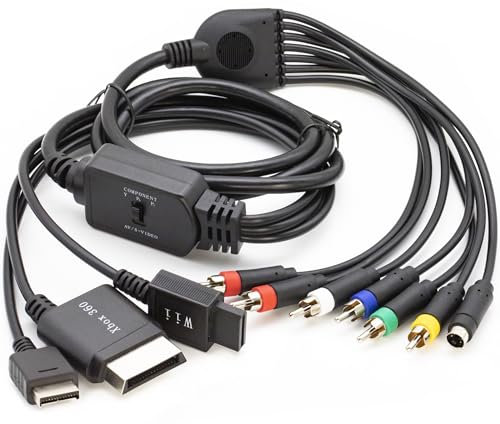 jujinglobal Cavo AV S-Video Component da 1,8 m per Xbox 360, Wii, PS2, PS3, 4 in 1 RCA Audio Video Adapter Converter Cable