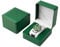 AfitLulu Uhrenbox Einzeln Uhren Aufbewahrungsbox mit Abnehmbaren Uhrenkissen für Damen und Herren, Uhrenkoffer PU-Leder Uhrenaufbewahrungsbox für Armbanduhren, Smartwatches, Armbänder (Grün)