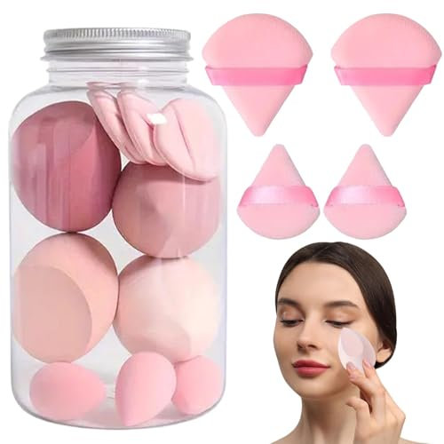 14 Pieces Makeup Blender Sponge and Powder Puff Set, Soft Beauty Sponge Blender, Multi-color Foundation Blending Beautys Blender (Pink)