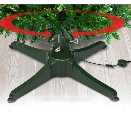 hKjPlvf 360° Rotating Christmas Tree Stand, 60/80cm Electric Christmas Tree Rotating Base, Artificial Xmas Tree Bases, Safety Holds 80 Lbs, Heavy Duty Stable Turntable Stand For Xmas Tree,66cm