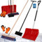 KOTARBAU® Set Schneeschaufel mit Aluminiumstiel 135 cm Straßenbesen mit Holzstiel 150 cm Eisschaber 119 + Handschuhe Schneeschieber Schneeräumer Schneeschaufel Aluminium Stiel zur Schneeräumung