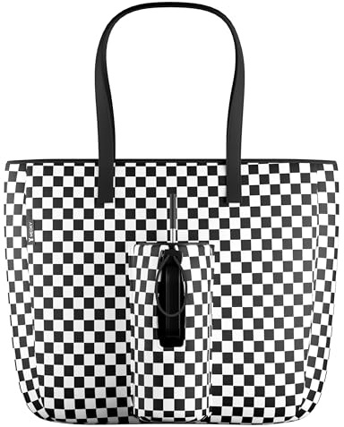 Meoky 15 L Womens Tote Bag: Utility Tote Bag with Zipper for 40 oz Tumbler with Handle, Plaid, 14.2L × 15.3W × 4.3H