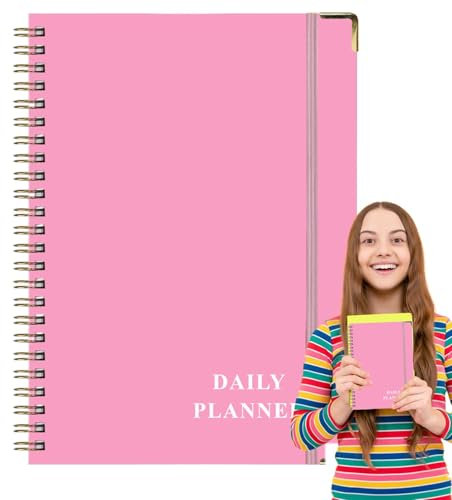 Salyeeluly Tagesplaner-Notizbuch, Terminplanerbuch | Spiralgebundenes Organizer-Tagesplanbuch | Agenda 2025 Terminkalender für Studenten, Geschäftsleute, Frauen, Männer, Kinder, Erwachsene