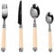24pc Cutlery Set Ivory White Handle Knife and Fork Set with Tea Spoon and Dessert Spoon Vintage Style Tableware Cutlery Set of 6