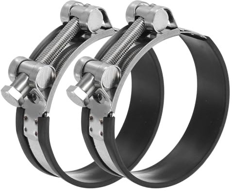 PATIKIL 86-91mm T-Bolt Hose Clamp, 2 Pack Rubber Cushioned Intake Intercooler Pipe Tube Clamps 304 Stainless Steel Radiator Hose Clamp for 3.39-3.58 Pipe