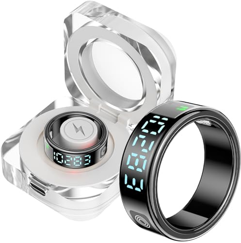 findtime Smart Ring Touch Fitness Ring Tracker Smartringe für Herren Damen Smartring Android iOS Schlaftracker Schrittzähler Herzfrequnz SpO2 Wasserdicht Scrolling Ring Aktivitätstracker Zeit