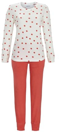 Ringella Damen Pyjama – Stretchfrottee (80% Baumwolle, 20% Polyester), Schlafanzug Langarm, Hose mit elastischem Bund & Taschen, Beinbündchen, leicht gerundeter Saum, weich & hautsympathisch