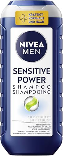 NIVEA MEN Sensitive Power Shampoo (250ml), beruhigendes Männer Shampoo mit Hanfsamen-Extrakt zur täglichen Anwendung, stärkendes Haarshampoo gegen juckende Kopfhaut