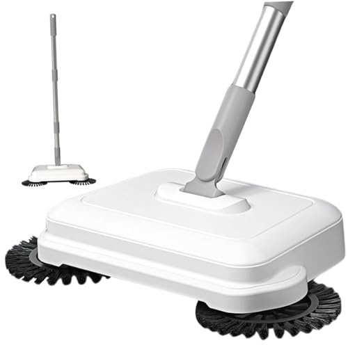 Muzrunq Barredora de Piso, barredora de Empuje de Mano giratoria 2 en 1 360 ° con Mango Largo, Alfombra Manual de Alta eficiencia y Herramienta de Limpieza de Pisos Duros para el hogar y la Oficina.
