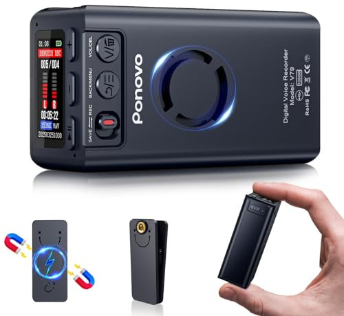 128GB Magnetic Digital Voice Recorder, 45 Days Continuous Recording, Voice Activated Audio Recorder with Password, Clip, Metal Housing, 2159 Professional Noise Reduction for Meetings Lectures
