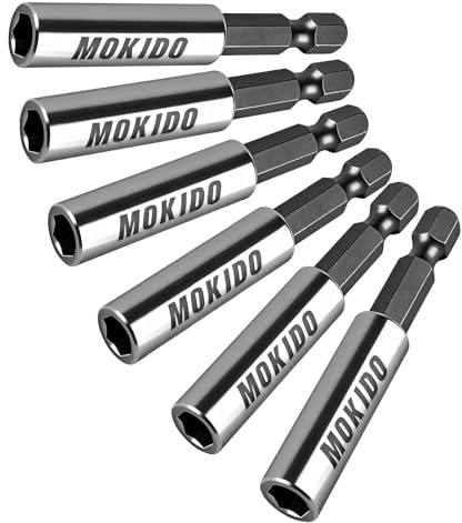6 Stück Bithalter Magnetisch 60mm, Bit Verlängerung Magnetisch 1/4'' | Bithalter für Akkuschrauber, Bohrmaschine, Schlagschrauber, Bit Halterung, Bitaufnahme, Extra Starker Magnethalter