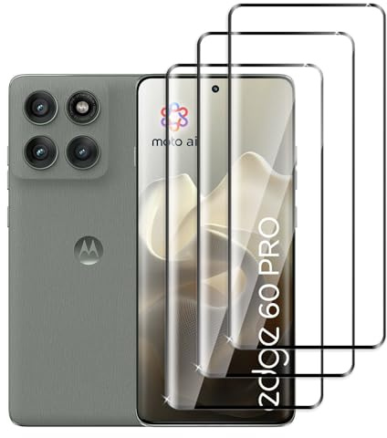Jinshiweikai 3 Piezas, Protector Pantalla para Motorola Moto Edge 60 Pro, 3D Cobertura Completa,Cristal templado Antiarañazos, Antihuellas, Sin Burbujas, Dureza 9H, Ultra Transparente