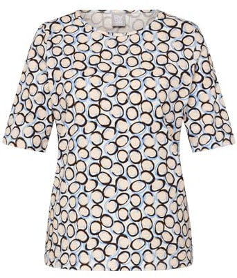 Rabe - T-Shirt Damen - Kurzarmshirt - Damen Baumwollshirt mit Muster - 48