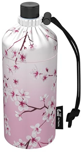 Emil Trinkflasche aus Glas für Mädchen & Jungen isolierte Glasflasche für Schule, Freizeit, Sport: Kinder & Eltern Kirschblüte 0,4l
